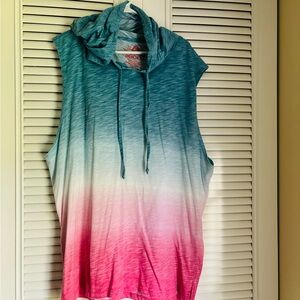 American Rag Teal and Pink Sleeveless Hoodie